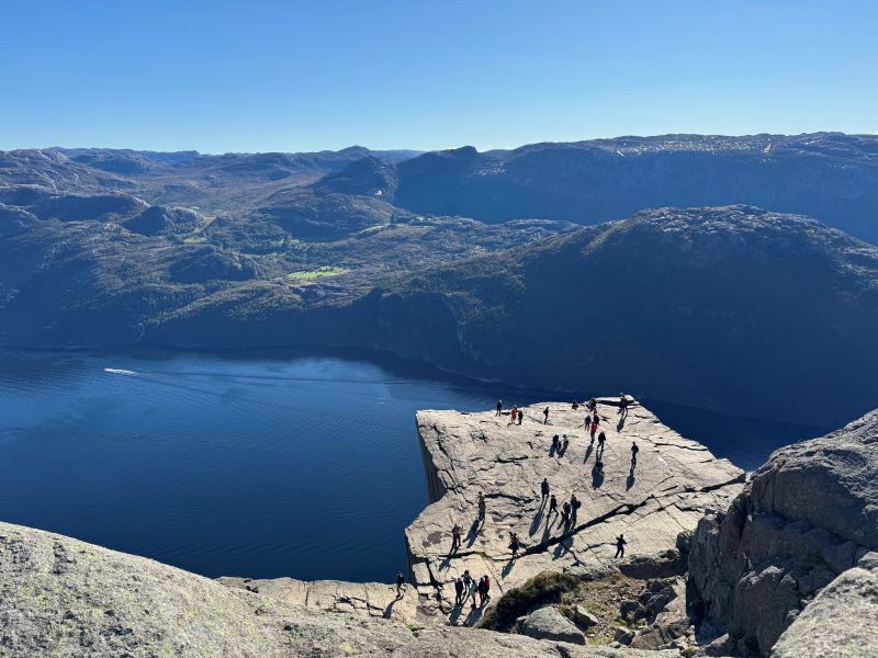 Preikestolen Hike September 2025, the people below are on the rock.